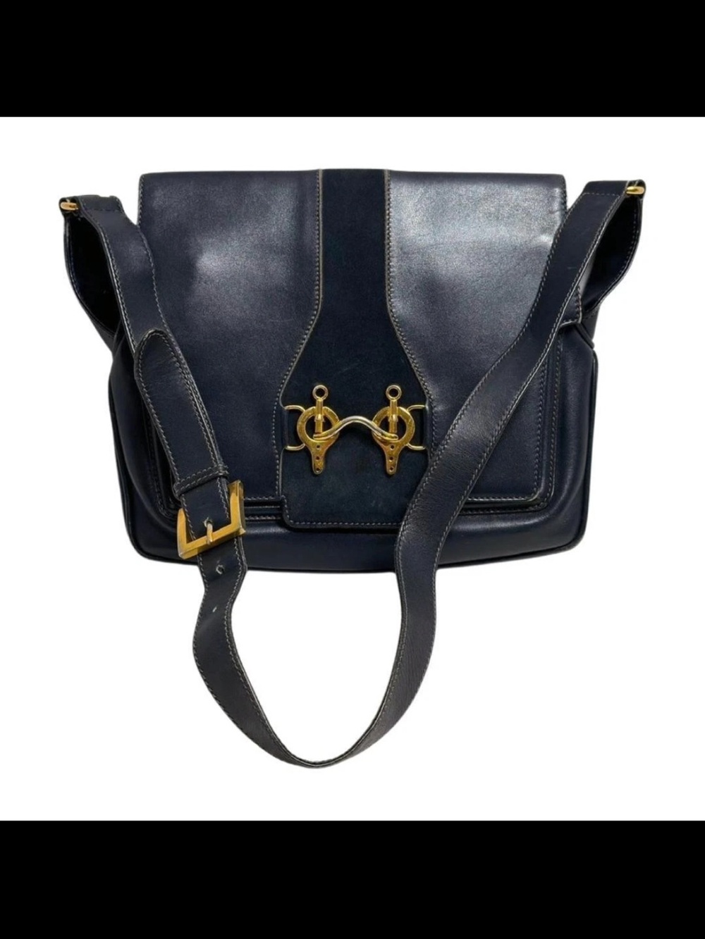 Gucci black and Gold Leather Shoulder Bag